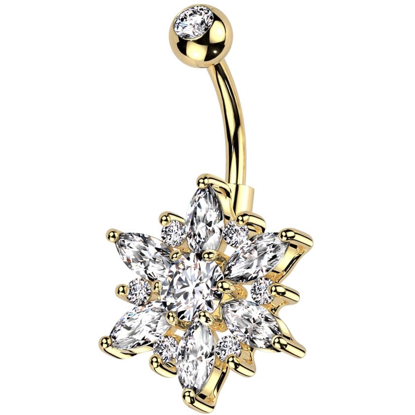 Belly Button Piercing flower marquise cut - Image 6