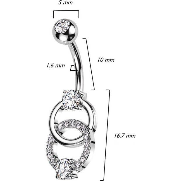 Belly Button Piercing double ring zirconia - Image 2
