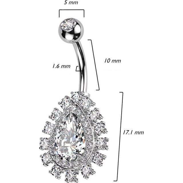 Belly Button Piercing teardrop zirconia - Image 2