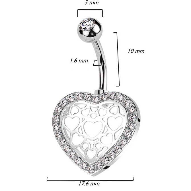 Belly Button Piercing heart zirconia - Image 2