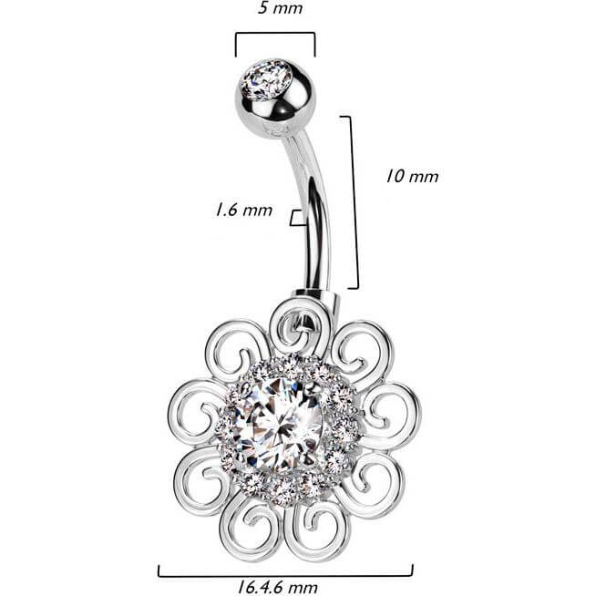 Belly Button Piercing flower zirconia - Image 2