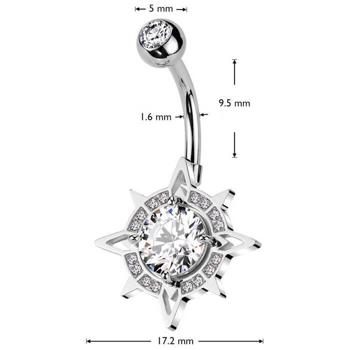 Belly Button Piercing compass zirconia - Image 2