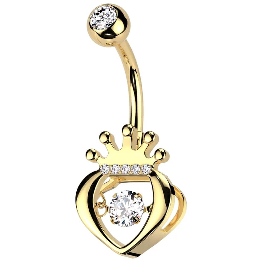 Belly Button Piercing heart crown zirconia - Image 4