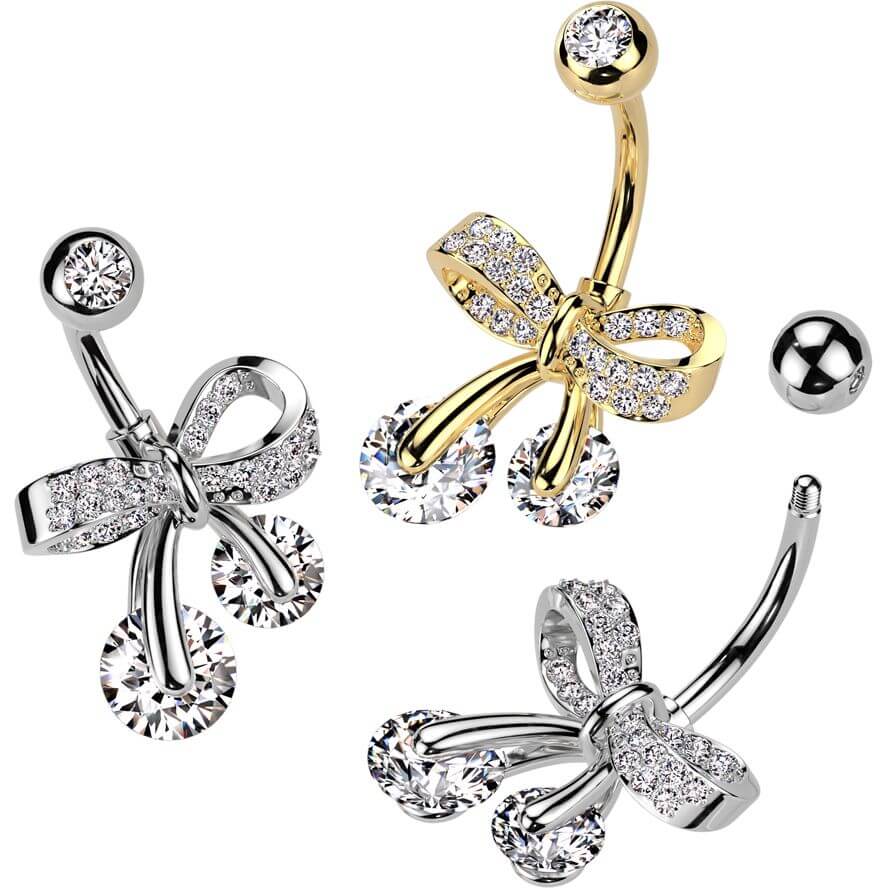 Belly Button Piercing bow zirconia - Image 3