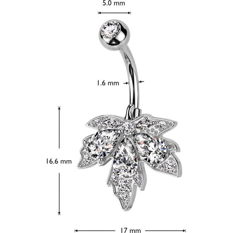 Belly Button Piercing leaf zirconia - Image 2