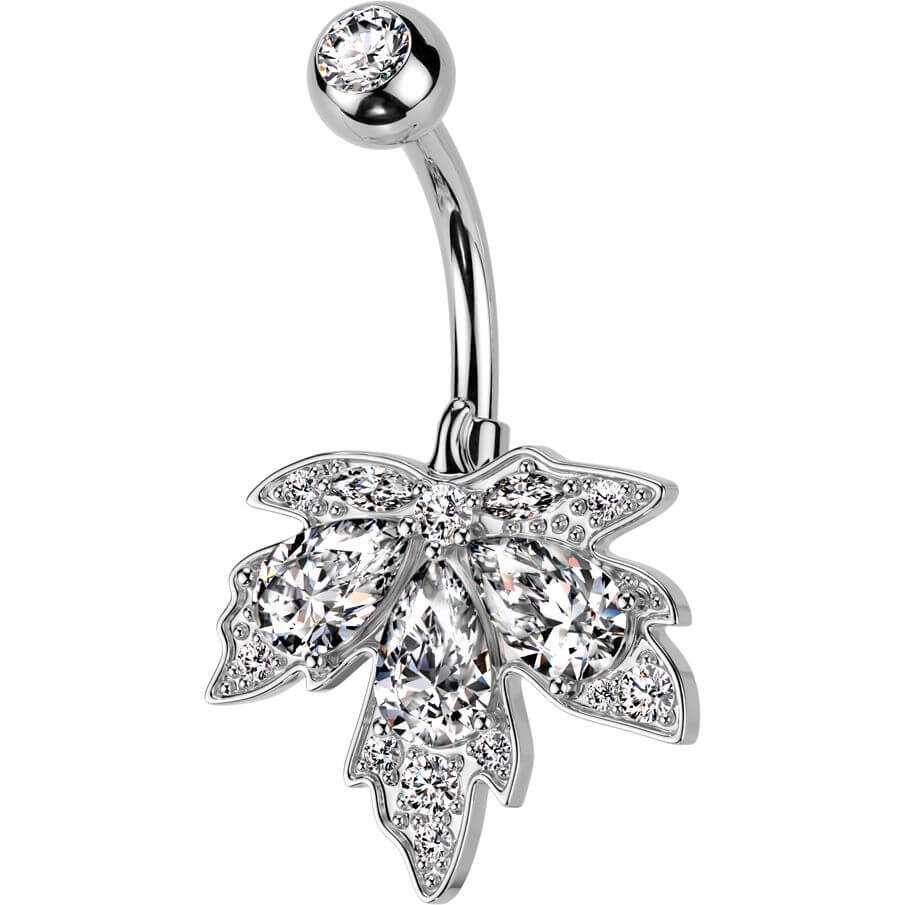 Belly Button Piercing leaf zirconia - Image 4