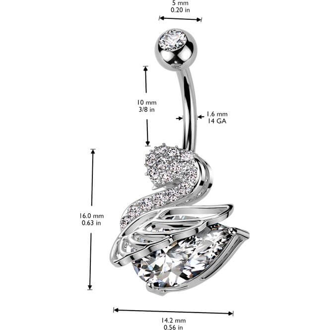 Belly Button Piercing swan zirconia - Image 2