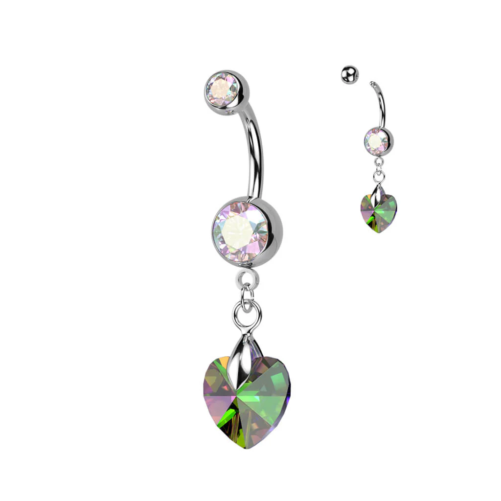Belly Button Piercing Heart dangle Zirconia Silver - Image 2