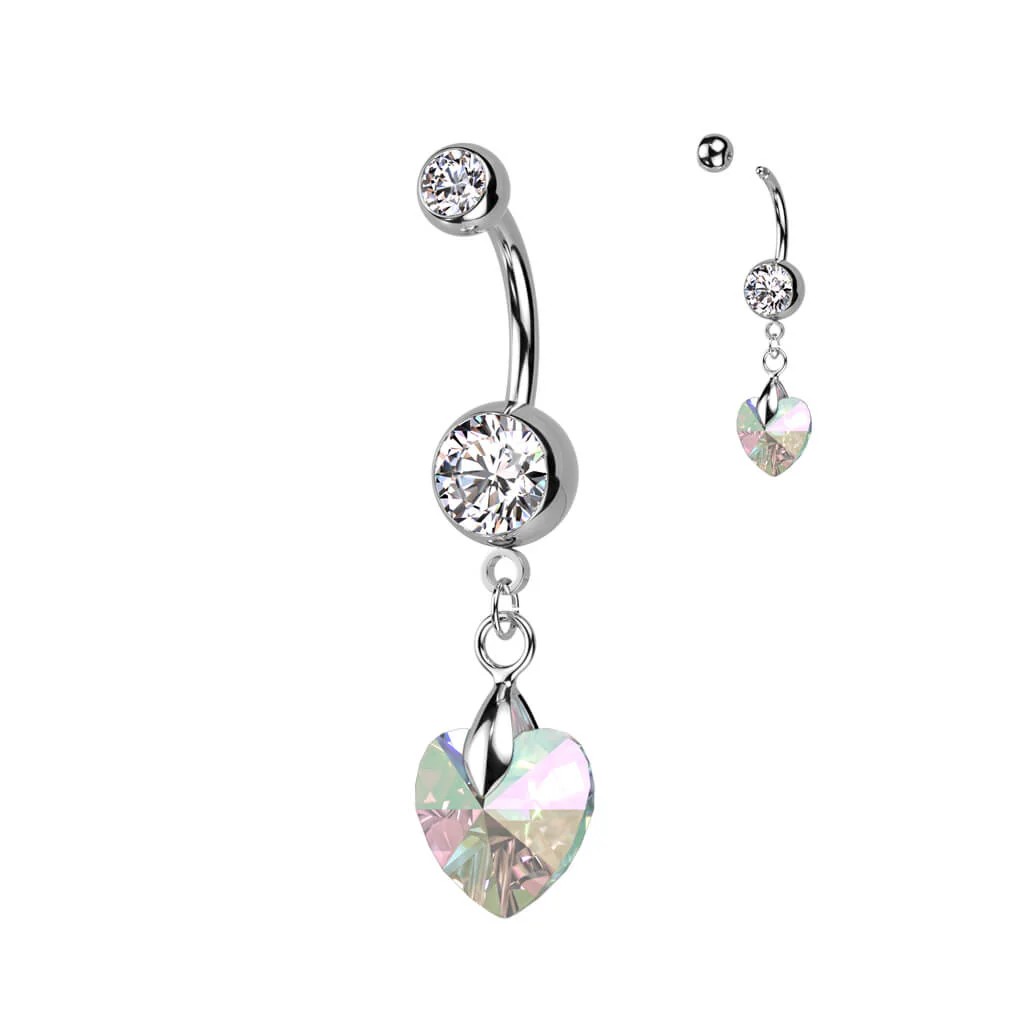 Belly Button Piercing Heart dangle Zirconia Silver - Image 3