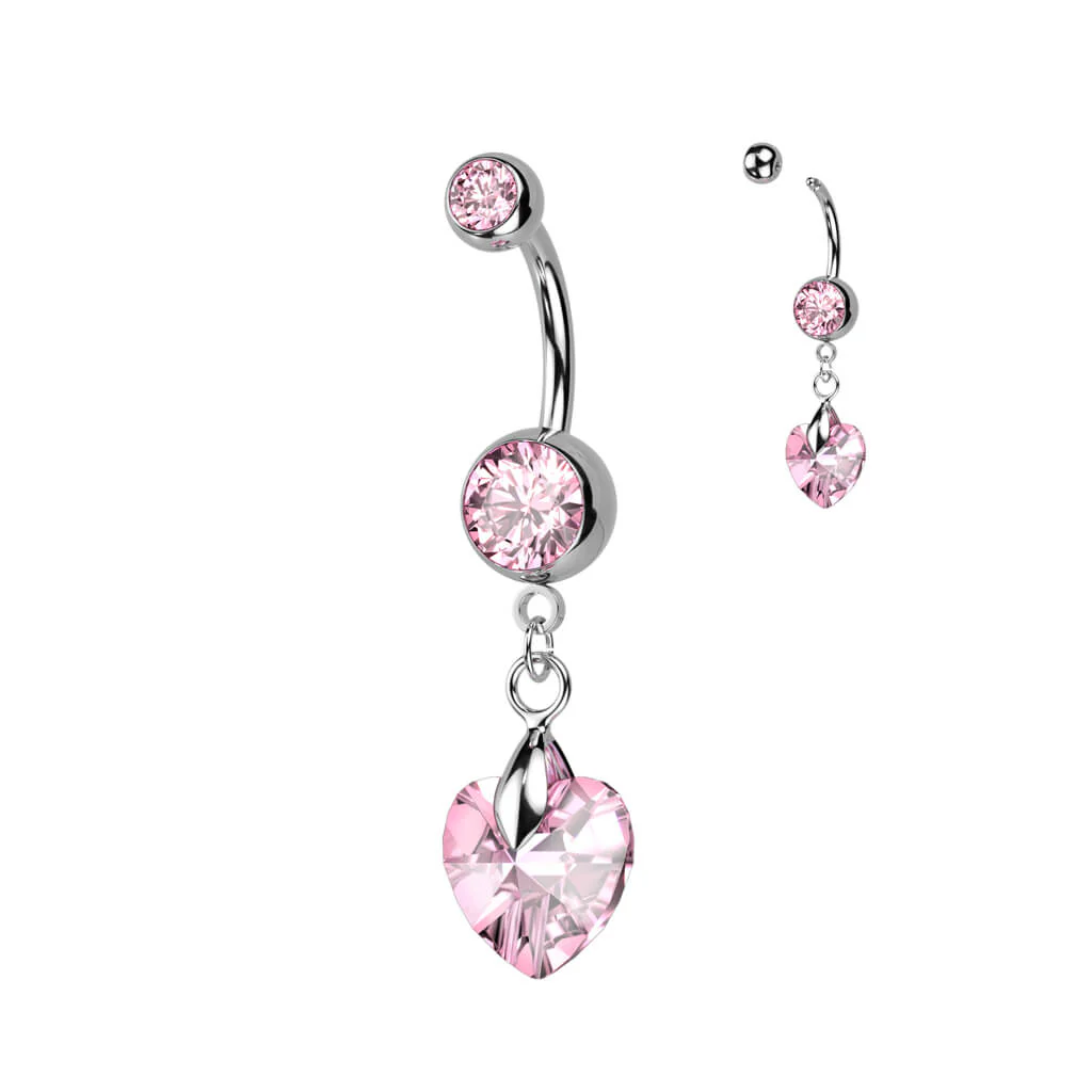 Belly Button Piercing Heart dangle Zirconia Silver - Image 4