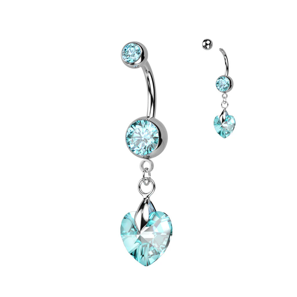Belly Button Piercing Heart dangle Zirconia Silver - Image 5