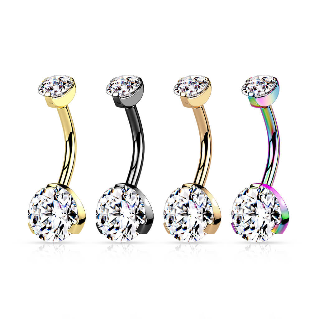 Belly Button Piercing Zirconia Round Internally Threaded - Image 5