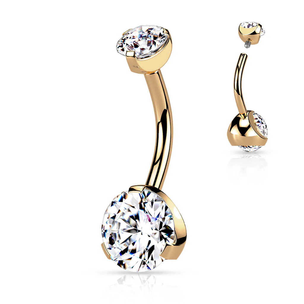 Belly Button Piercing Zirconia Round Internally Threaded - Image 6