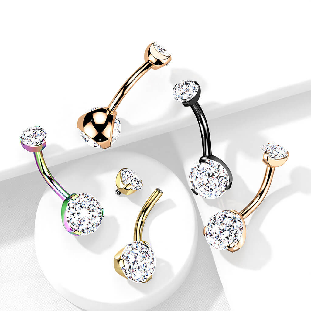 Belly Button Piercing Zirconia Round Internally Threaded - Image 8