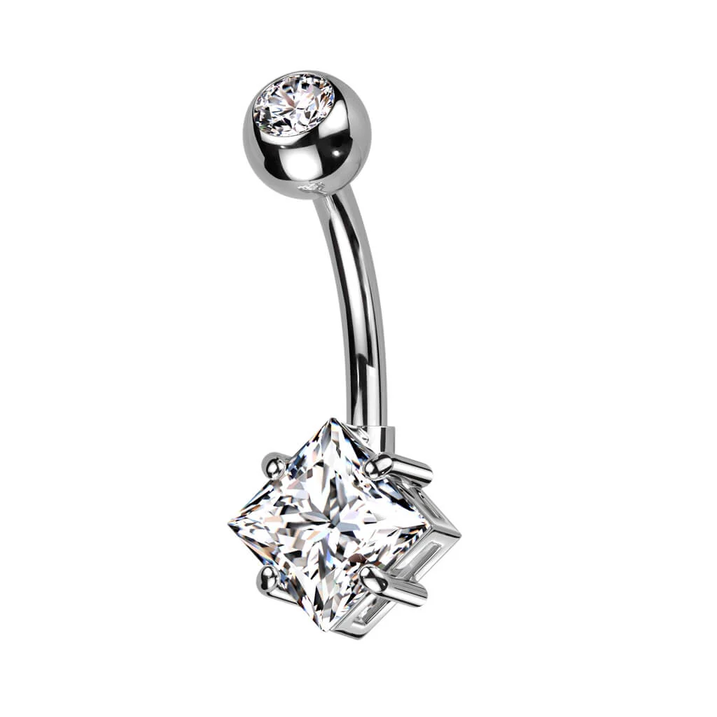 Belly Button Piercing Square Zirconia - Image 3