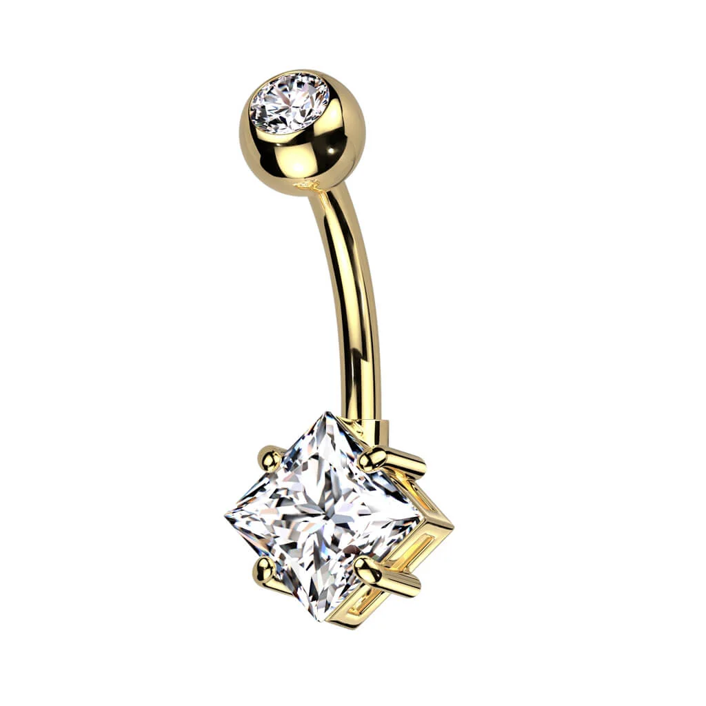 Belly Button Piercing Square Zirconia - Image 4