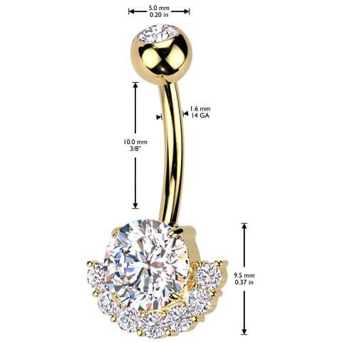 Belly Button Piercing titanium brass zirconias - Image 2
