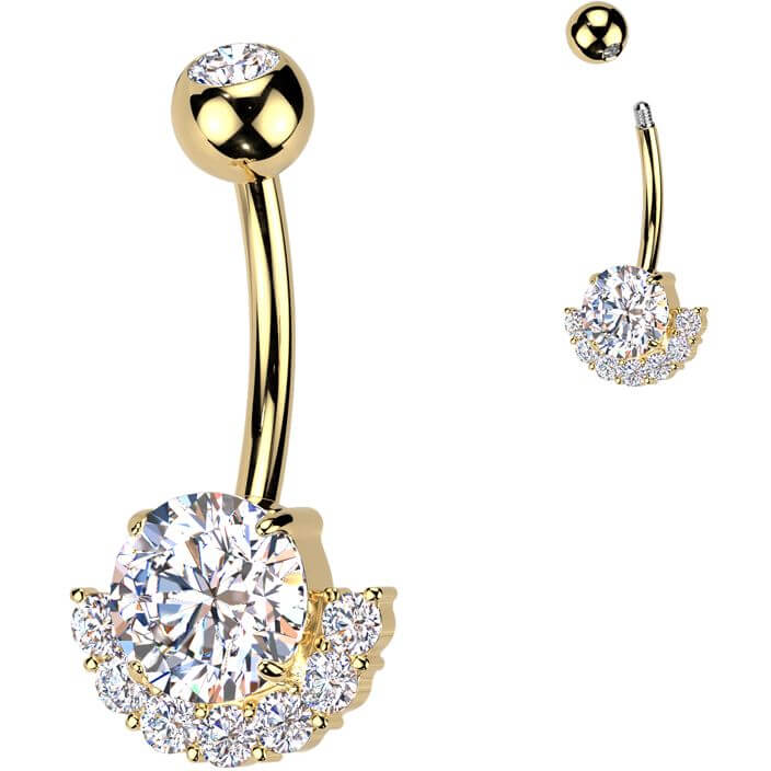 Belly Button Piercing titanium brass zirconias - Image 3