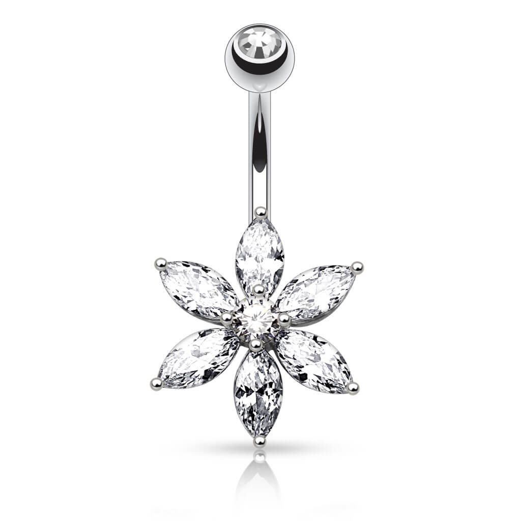 Belly Button Piercing Flower Zirconia - Image 2