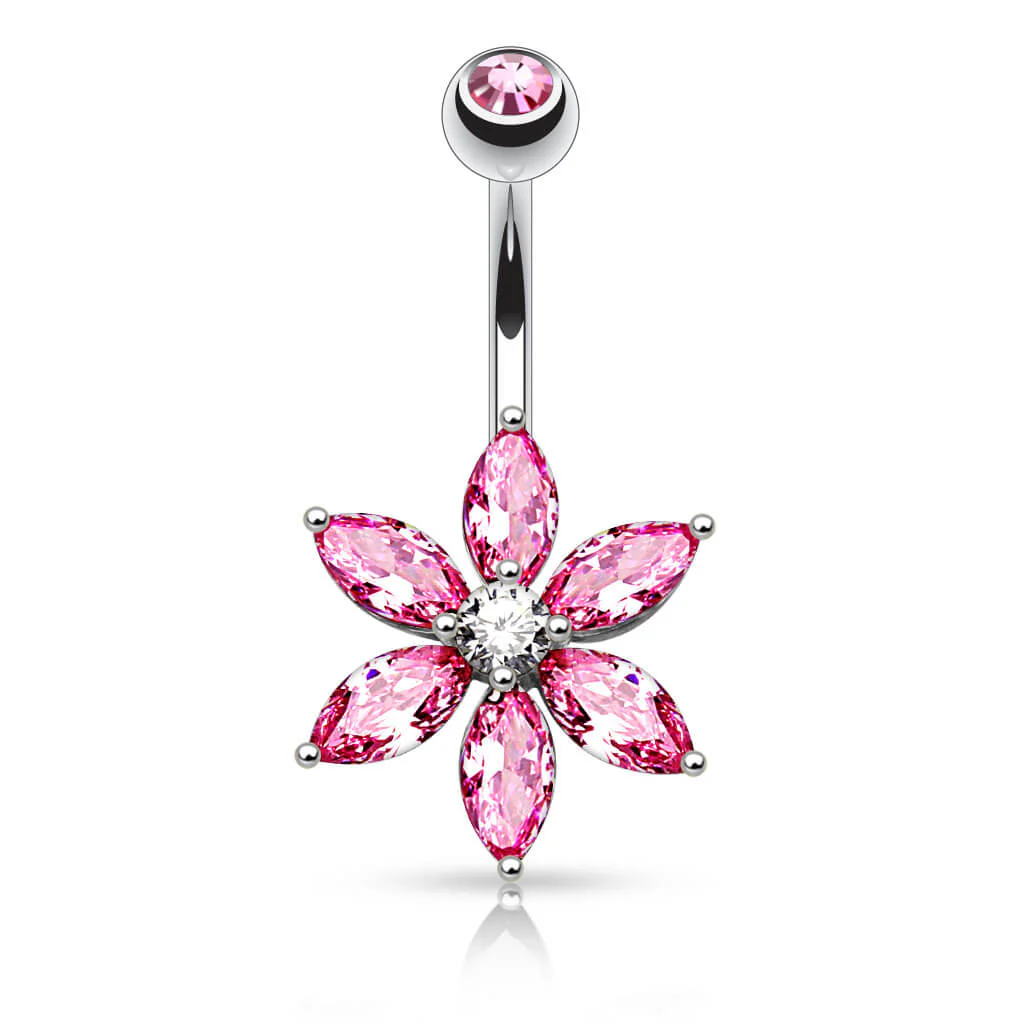 Belly Button Piercing Flower Zirconia - Image 3