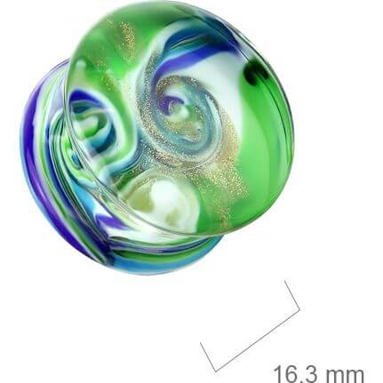 Glass Plug blue green swirl double flare - Image 2