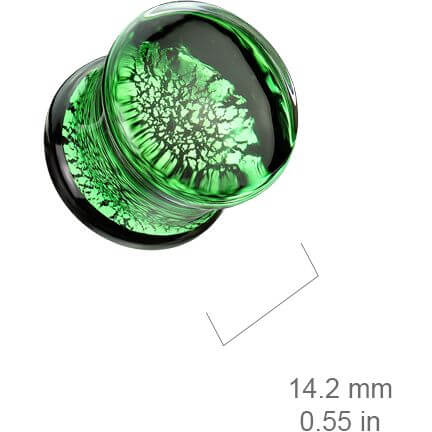 Glass green crackle double flare glass - Image 2