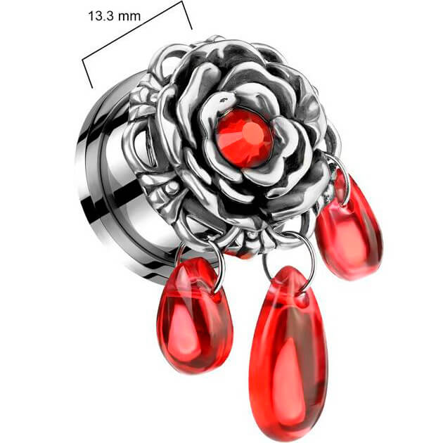 Plug rose red glass dangle - Image 2