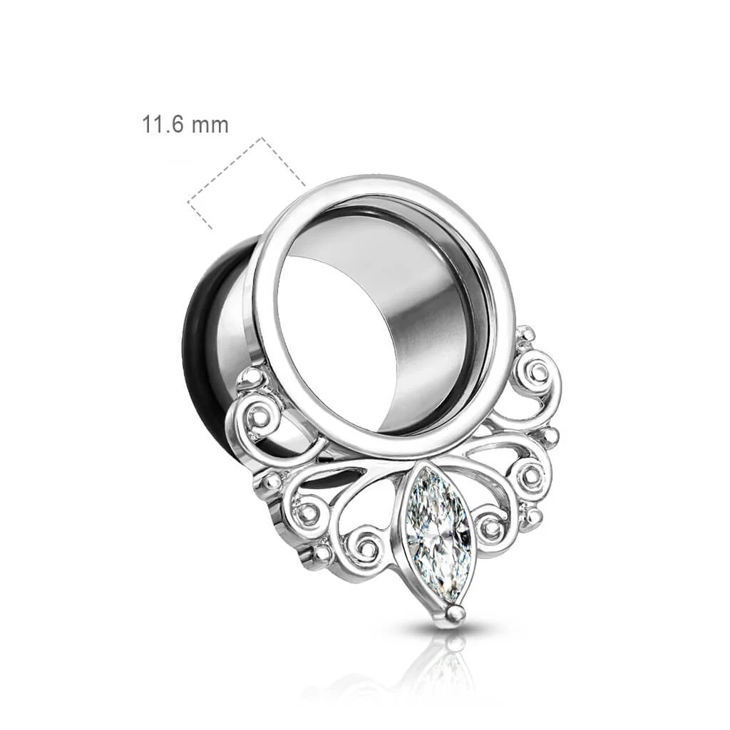 Tunnel Vintage Zirconia Silver Silicone O-Ring - Image 2