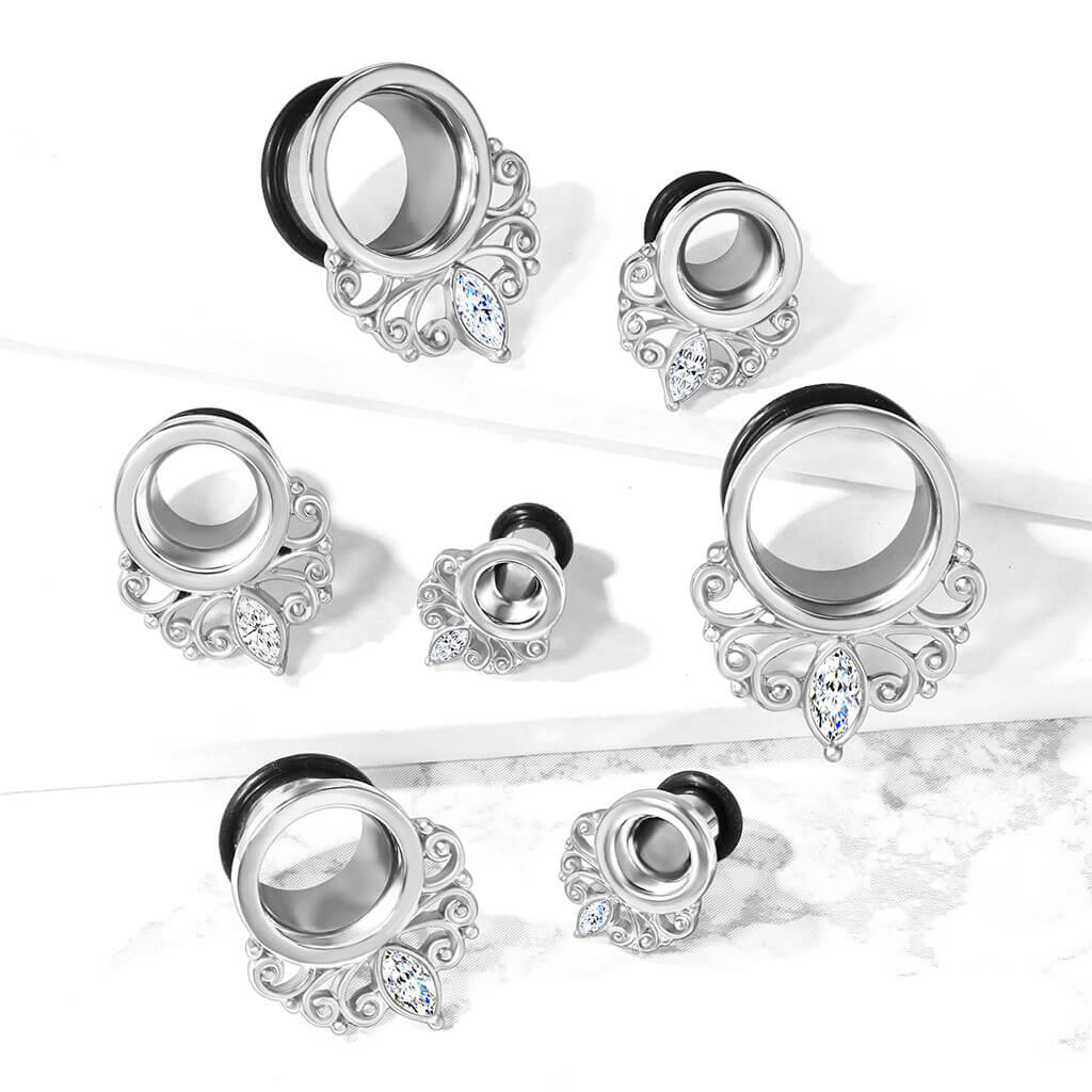 Tunnel Vintage Zirconia Silver Silicone O-Ring - Image 4