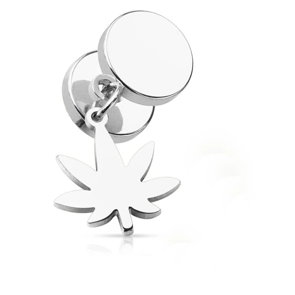 Fake Plug Hemp Leaf dangle Internally Threaded - Image 3