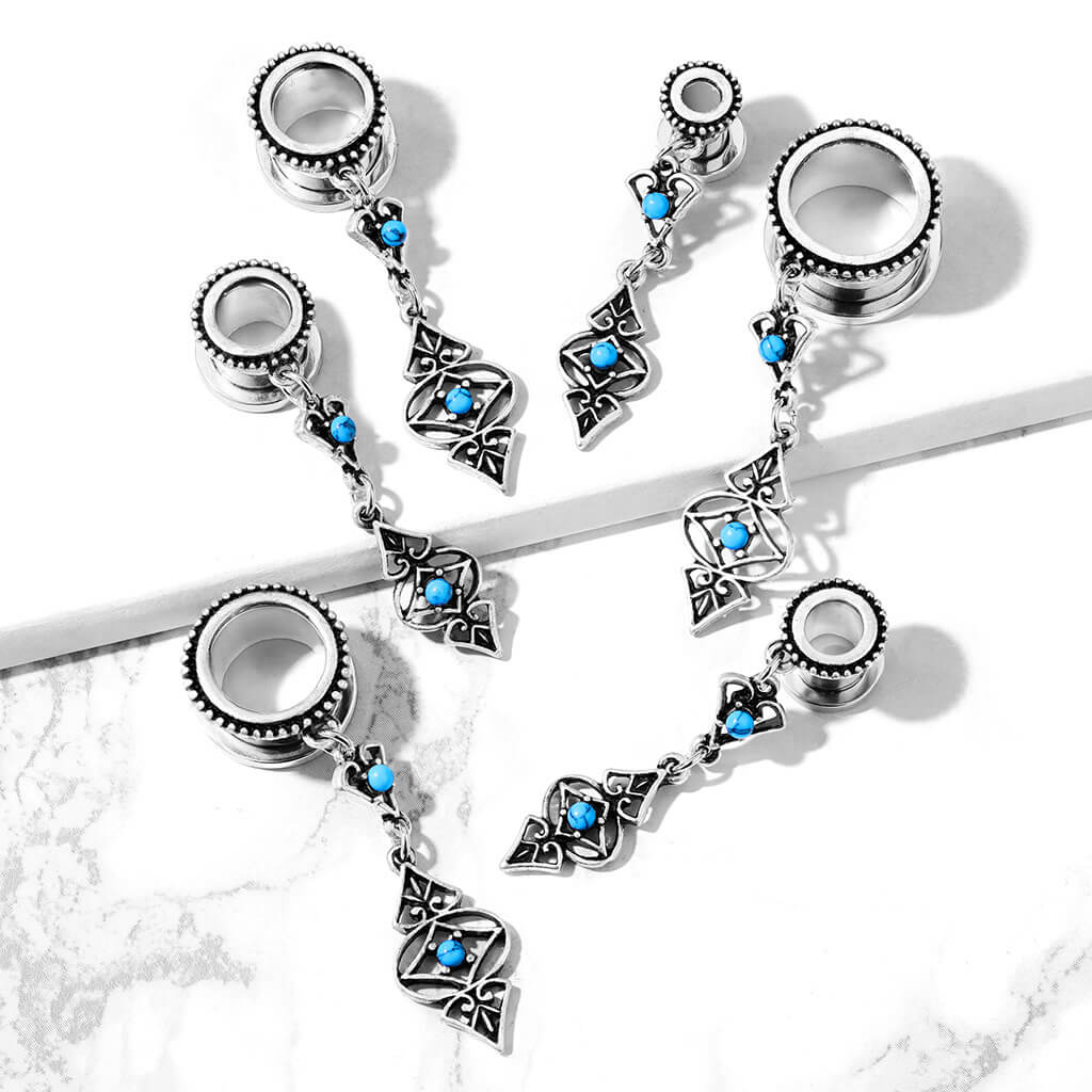 Tunnel Tribal dangle Turquoise Silver - Image 4