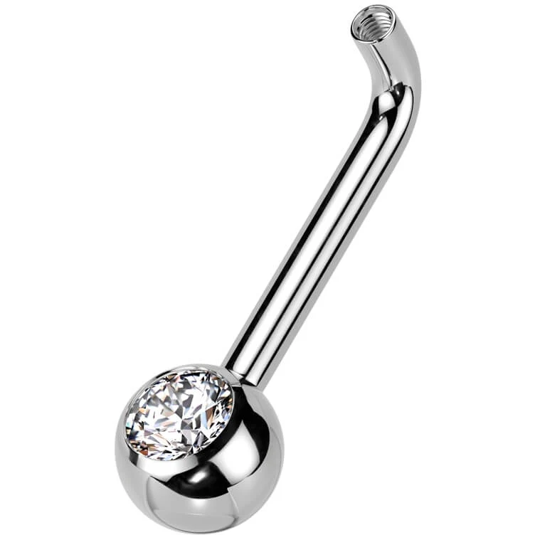 Titanium Christina Piercing Barbell zirconia Internally Threaded - Image 3
