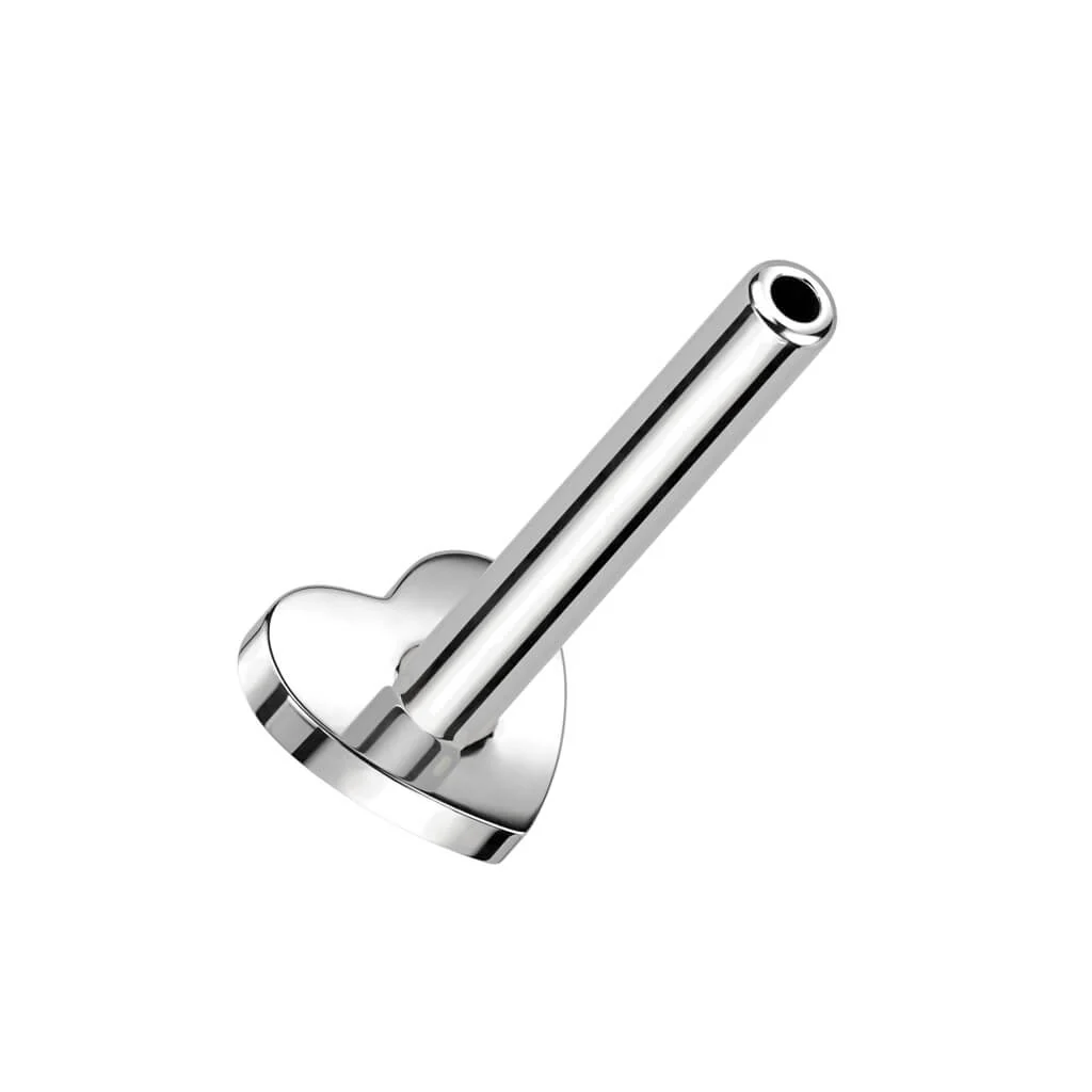Titanium labret base heart base 3mm Internally Threaded - Image 5