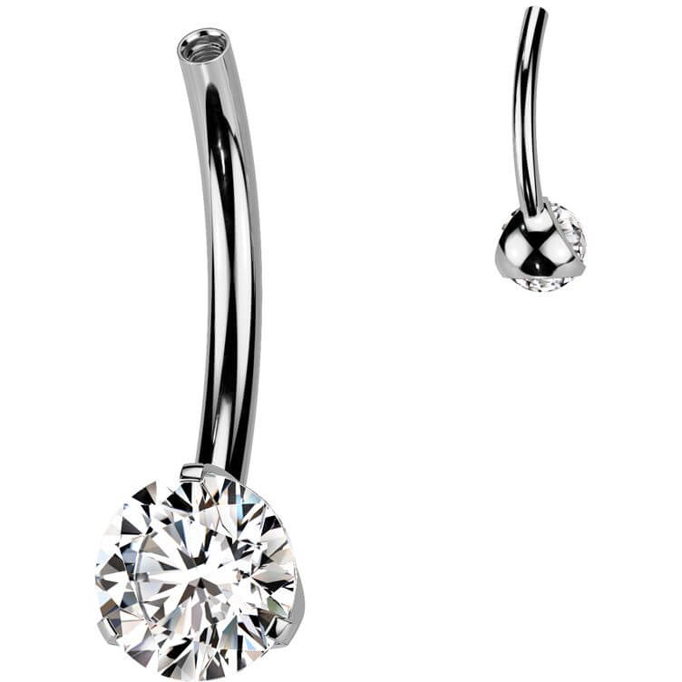 Titanium belly button pin zirconia Internally Threaded - Image 4