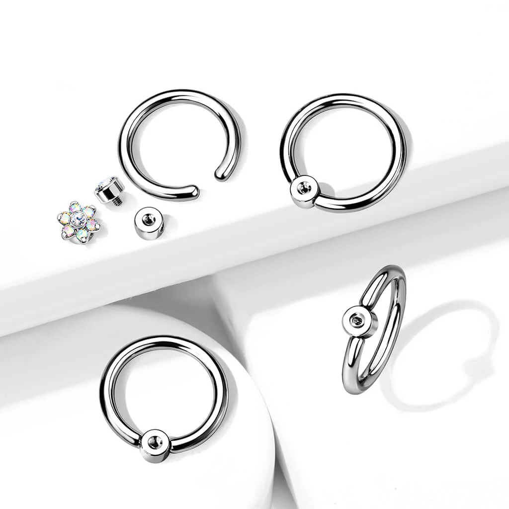 Titanium Ring Ball Flat internal thread Captive Bead - Image 2