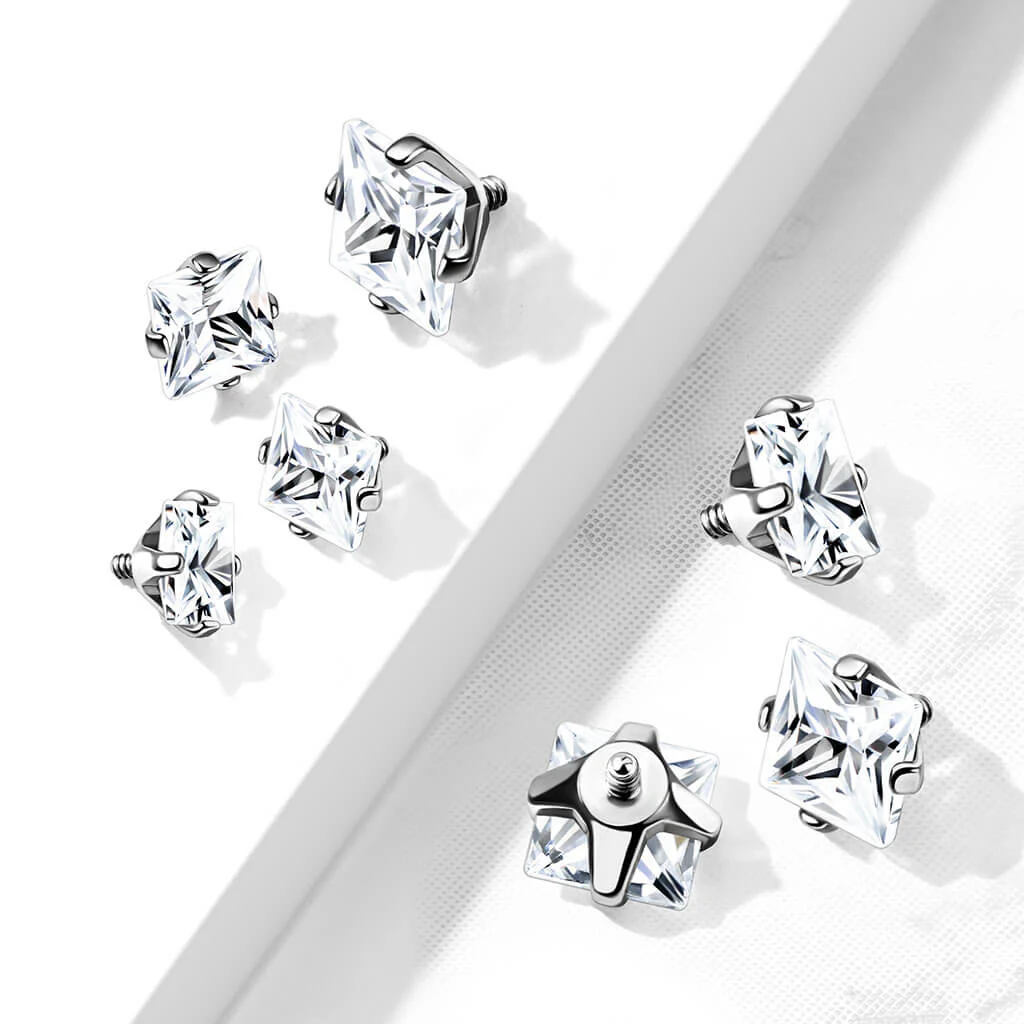 top square zirconia prong setting Internally Threaded - Image 2