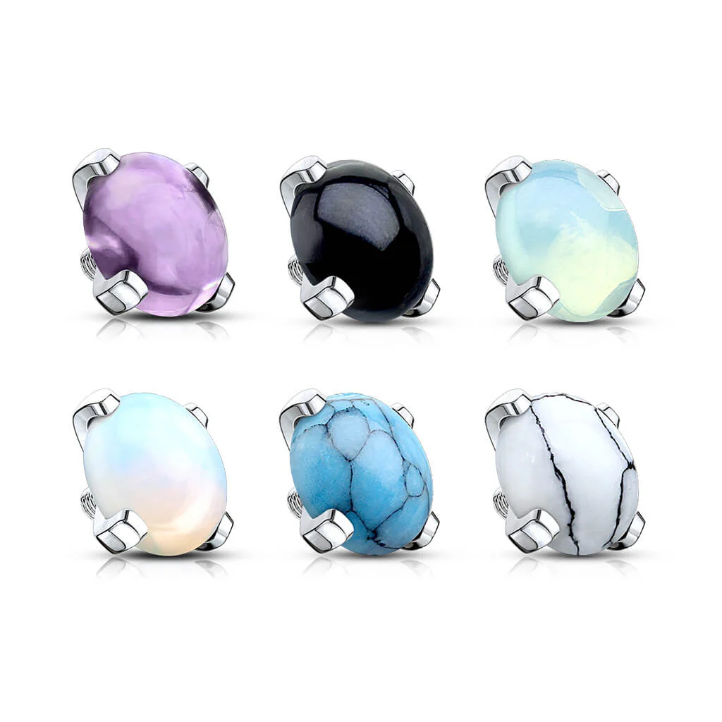 top semi-precious stone prong setting Internally Threaded - Image 3