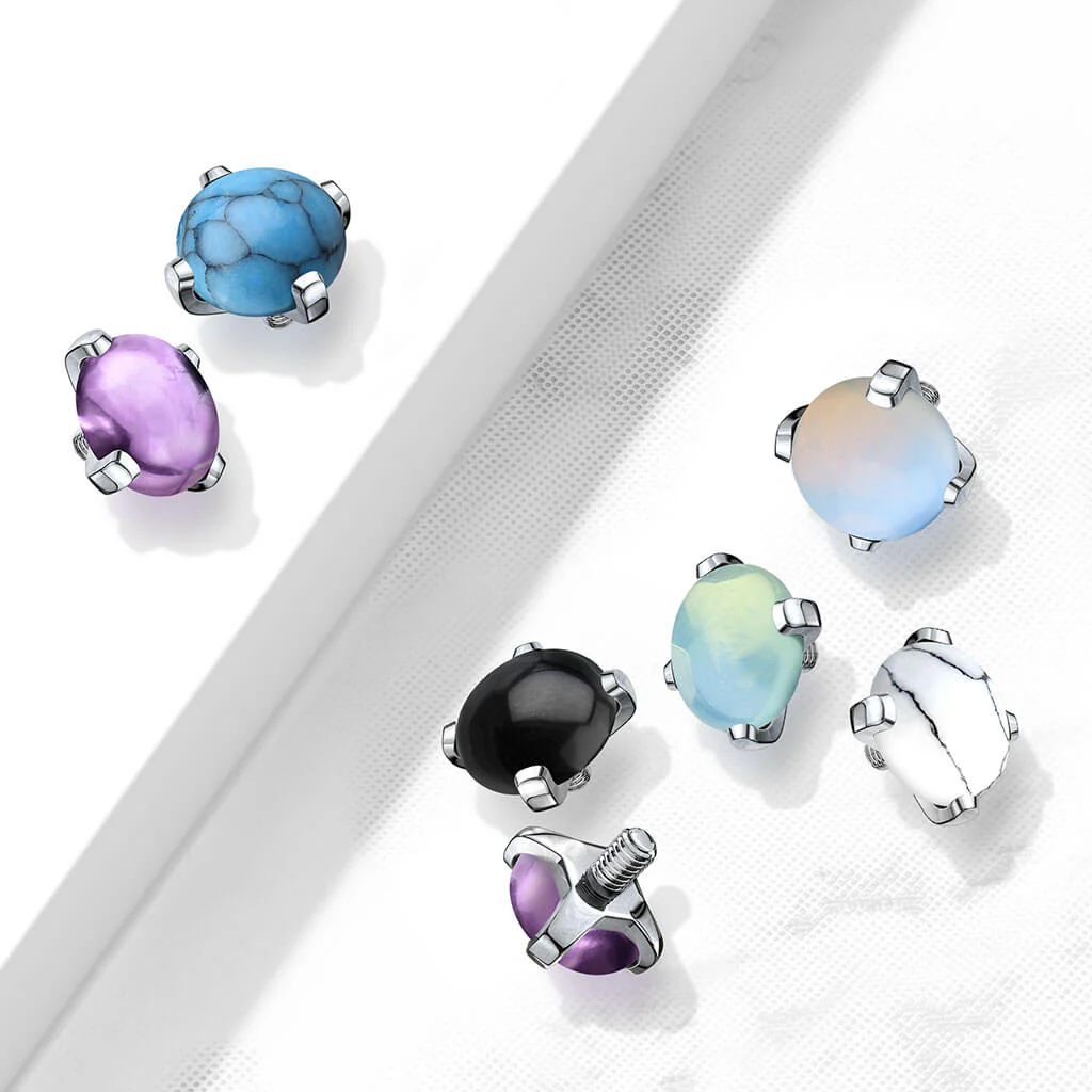 top semi-precious stone prong setting Internally Threaded - Image 5