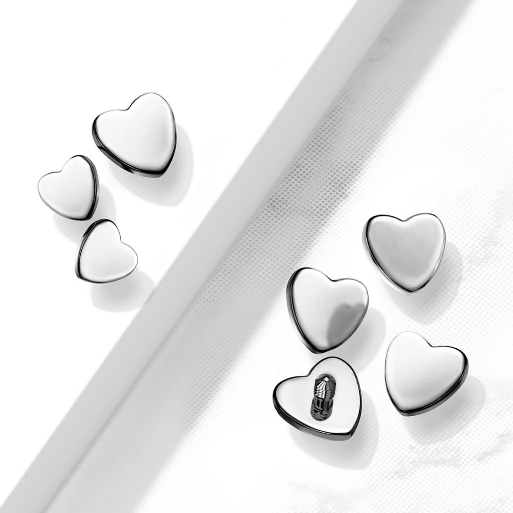 Titanium top flat heart silver Internally Threaded - Image 2
