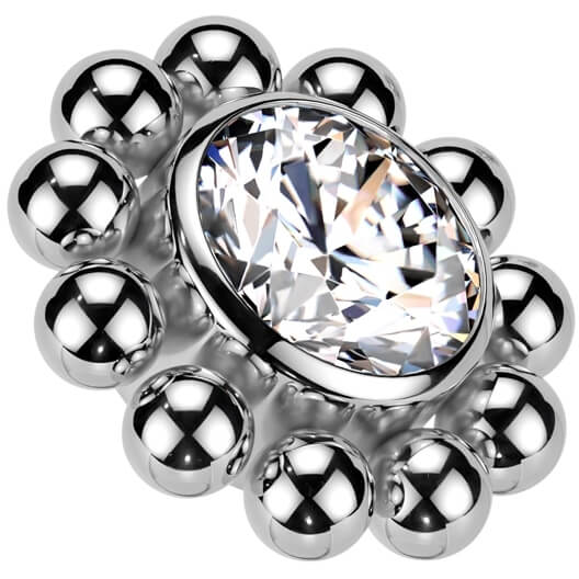 Titanium flower zirconia with beaded ball edge Internally Threaded - Image 3