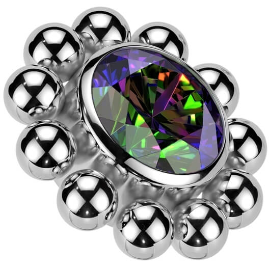 Titanium flower zirconia with beaded ball edge Internally Threaded - Image 5