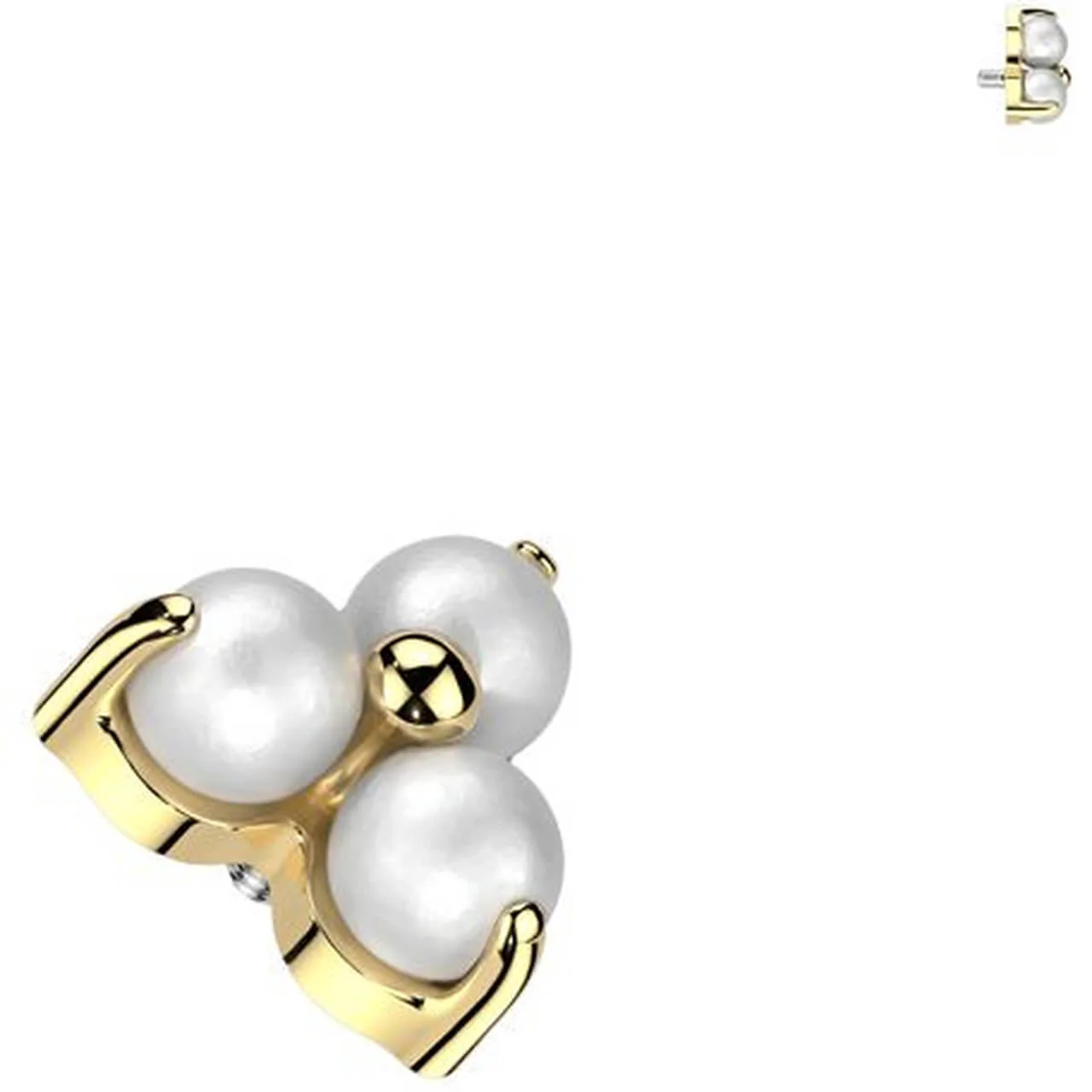 Titanium top 3 pearls prong setting Internally Threaded - Image 3