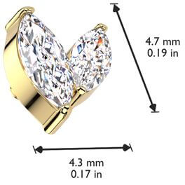 Titanium top zirconia marquise cut Internally Threaded - Image 2