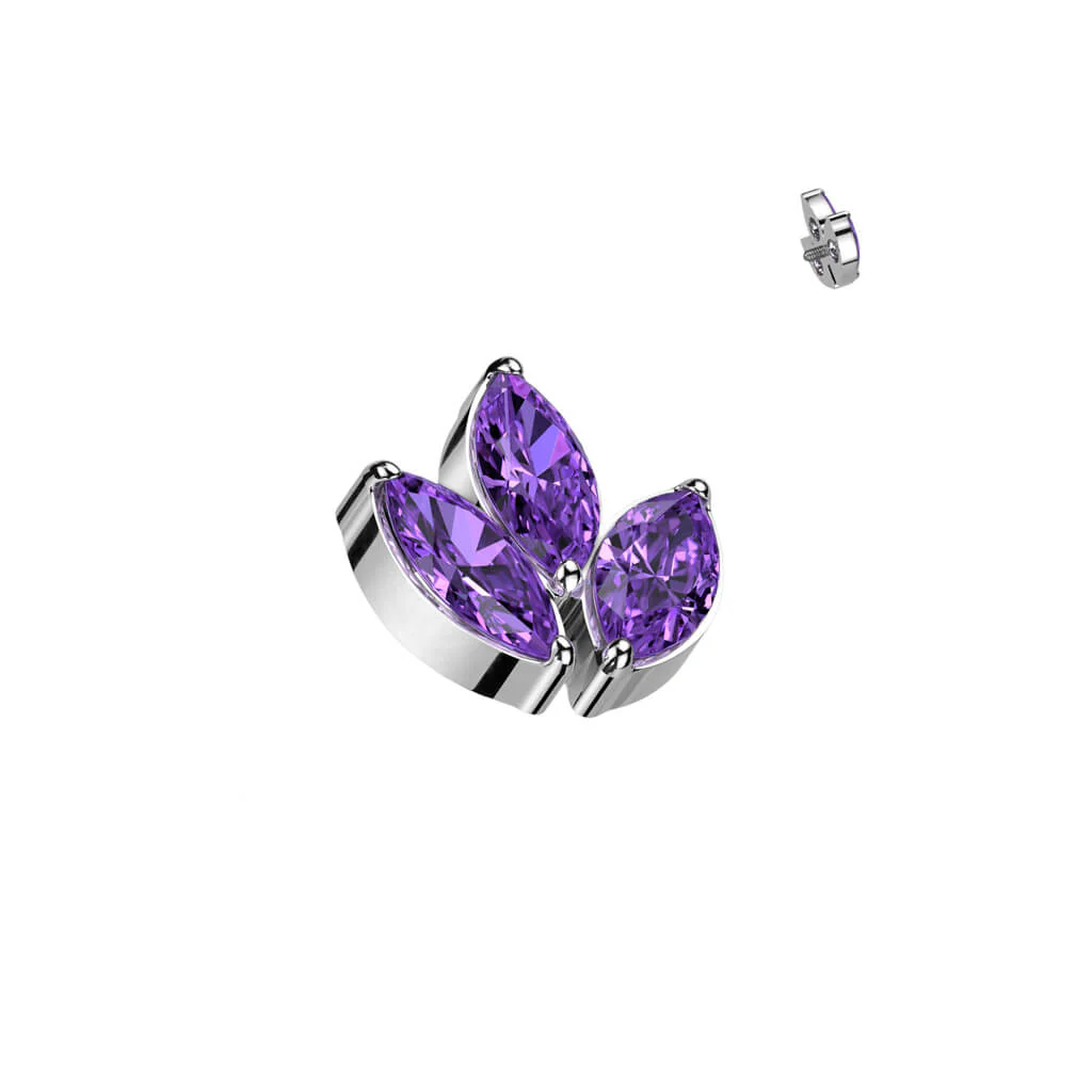 Titanium top leaf zirconia marquise cut Internally Threaded - Image 2