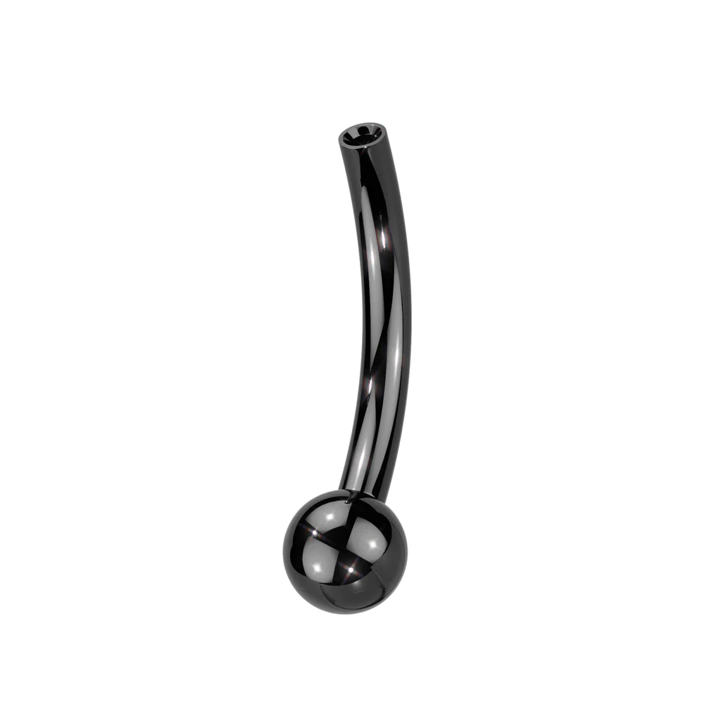 Titanium curved barbell pin with 1 fixed ball Push-In - Image 3