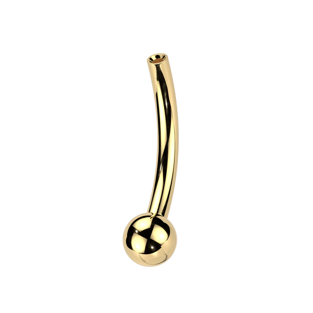 Titanium curved barbell pin with 1 fixed ball Push-In - Image 4