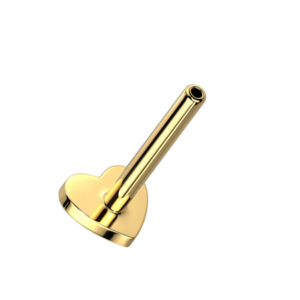 Titanium labret base heart flat back Push-In - Image 2