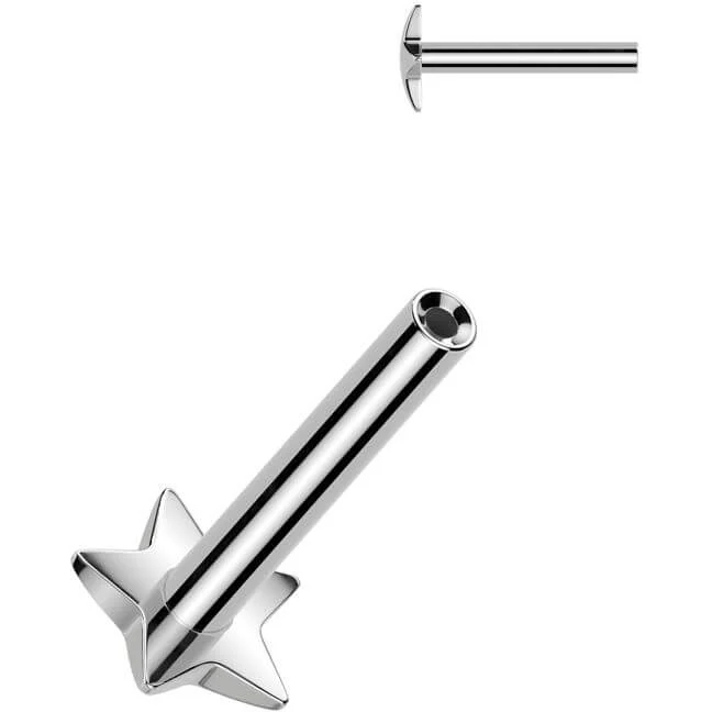 Titanium Labret pin star base Push-In - Image 4
