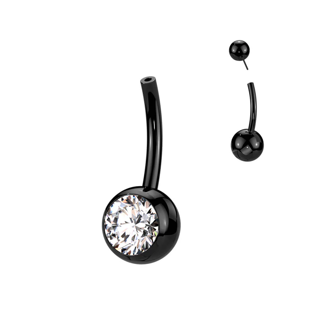 Titanium Belly Button Piercing Top Ball Zirconia Push-In - Image 4