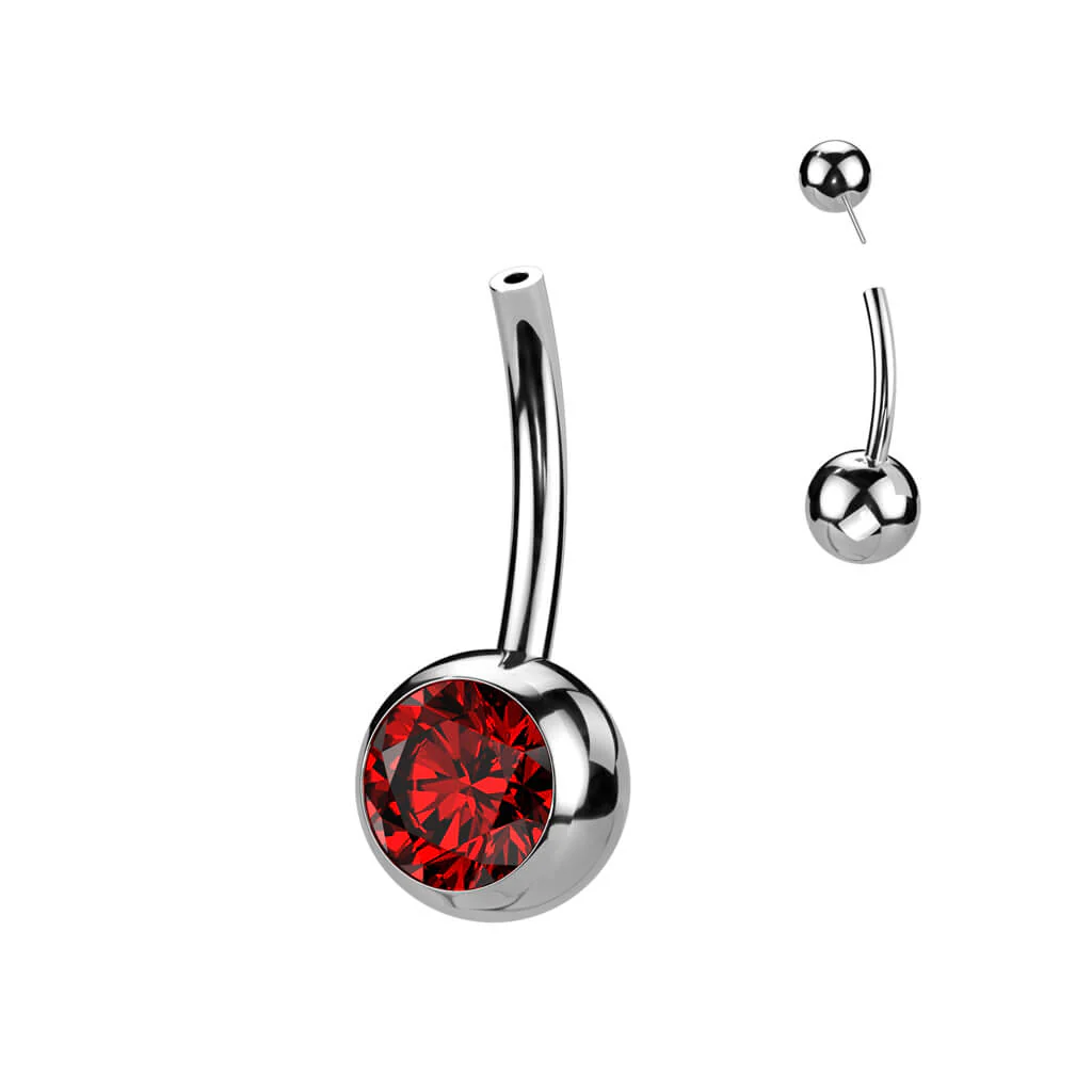 Titanium Belly Button Piercing Top Ball Zirconia Push-In - Image 9